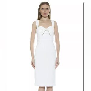 ALEXIA ADMOR Front Bow Juniper Midi Sheath Dress